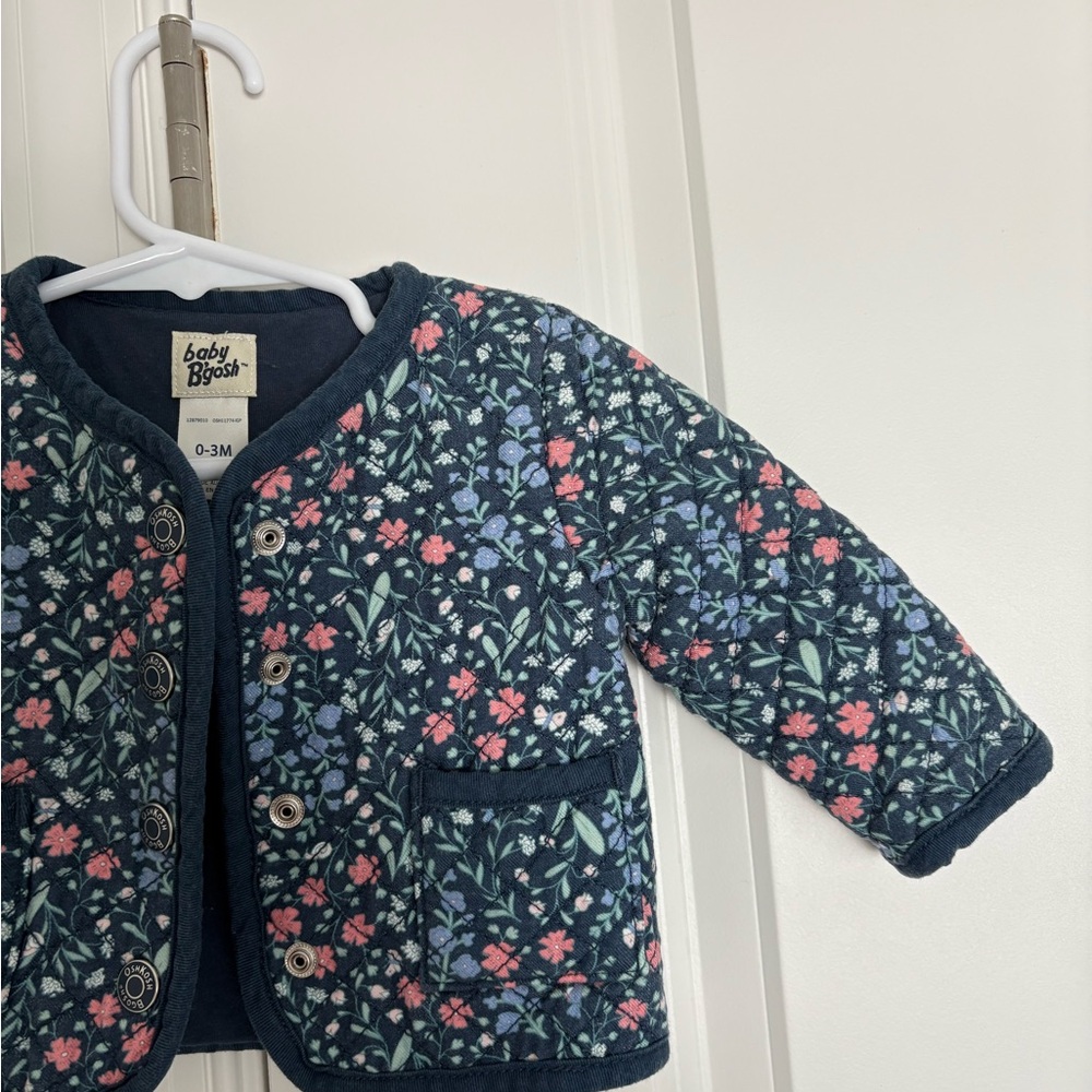 Baby B’gosh Floral Quilted Kid’s Jacket - Blue and Pink